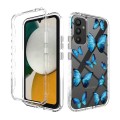 For Samsung Galaxy A34 5G Transparent Painted Phone Case(Blue Butterflies)
