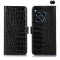 For OnePlus Ace 3 / 12R Crocodile Top Layer Cowhide Leather Phone Case(Black)