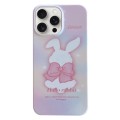 For iPhone 15 Pro Max Painted Pattern PC Phone Case(Pink Bowknot Bunny)