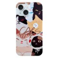 For iPhone 15 Plus Painted Pattern PC Phone Case(Stacked Cats)
