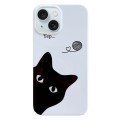 For iPhone 15 Plus Painted Pattern PC Phone Case(Black Cat)