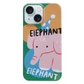 For iPhone 15 Plus Painted Pattern PC Phone Case(Elephant)