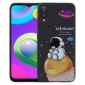 For Samsung Galaxy A02 EU Version Milk Tea Astronaut Pattern Liquid Silicone Phone Case(Black)