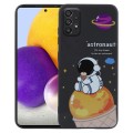 For Samsung Galaxy A72 5G / 4G Milk Tea Astronaut Pattern Liquid Silicone Phone Case(Black)