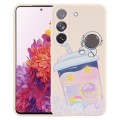 For Samsung Galaxy S20 FE 5G Milk Tea Astronaut Pattern Liquid Silicone Phone Case(White)