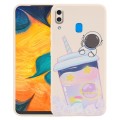 For Samsung Galaxy A30 / A20 / M10 Milk Tea Astronaut Pattern Liquid Silicone Phone Case(White)