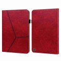 For Amazon Kindle Fire HD 10 2023 Embossed Striped Leather Tablet Case(Red)