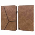 For Amazon Kindle Fire HD 10 2023 Embossed Striped Leather Tablet Case(Brown)