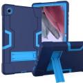 For Samsung Galaxy Tab A8 Contrast Color Robot Silicone Hybrid PC Tablet Case with Holder(Navy Blue