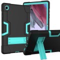 For Samsung Galaxy Tab A8 Contrast Color Robot Silicone Hybrid PC Tablet Case with Holder(Black Mint