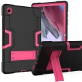 For Samsung Galaxy Tab A8 Contrast Color Robot Silicone Hybrid PC Tablet Case with Holder(Black Rose