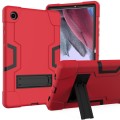 For Samsung Galaxy Tab A8 Contrast Color Robot Silicone Hybrid PC Tablet Case with Holder(Red Black)
