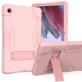 For Samsung Galaxy Tab A8 Contrast Color Robot Silicone Hybrid PC Tablet Case with Holder(Rose Gold)