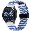 For Garmin VivoMove Trend / Luxe / Style 20mm Magnetic Fold Clasp Woven Watch Band(Blue White)