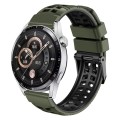 For Huawei Watch4 / 4 Pro / Watch3 / 3 Pro 22mm Double-row Hole Two-color Silicone Watch Band(Army G