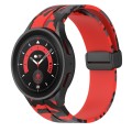 For Samsung Galaxy Watch5 / 5 Pro / Watch 4 / 4 Classic Magnetic Clasp Camouflage Silicone Watch Ban