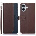 For iPhone 16 KHAZNEH Litchi Texture Leather RFID Phone Case(Brown)
