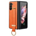 For Samsung Galaxy Z Fold5 SULADA PC + Leather Texture Skin Feel Shockproof Phone Case(Orange)