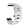 For Garmin Forerunner 965 / 955 / 945 / 935 Screw Silver Steel Buckle Silicone Watch Band(White)