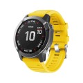 For Garmin Forerunner 965 / 955 / 945 / 935 Screw Silver Steel Buckle Silicone Watch Band(Yellow)