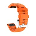 For Garmin Tactix 7 Pro / Fenix 7X / 6X Pro 26mm Screw Silver Steel Buckle Silicone Watch Band(Orang