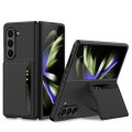 For Samsung Galaxy Z Fold5 GKK Ultra-thin Leather Phone Case with Card Slots(Carbon Fiber Texture)