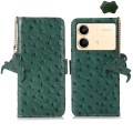 For Xiaomi Redmi Note 13R Pro Ostrich Pattern Genuine Leather RFID Phone Case(Green)