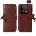 For Xiaomi Redmi Note 13 Ostrich Pattern Genuine Leather RFID Phone Case(Coffee)