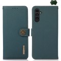 For Samsung Galaxy S24+ KHAZNEH Custer Genuine Leather RFID Phone Case(Green)
