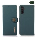 For Samsung Galaxy A05s KHAZNEH Custer Genuine Leather RFID Phone Case(Green)