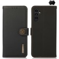 For Samsung Galaxy A25 5G Global KHAZNEH Custer Genuine Leather RFID Phone Case(Black)