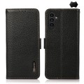 For Samsung Galaxy S23 FE KHAZNEH Side-Magnetic Litchi Genuine Leather RFID Phone Case(Black)