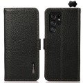 For Samsung Galaxy S24 Ultra KHAZNEH Side-Magnetic Litchi Genuine Leather RFID Phone Case(Black)