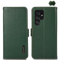 For Samsung Galaxy S24 Ultra KHAZNEH Side-Magnetic Litchi Genuine Leather RFID Phone Case(Green)