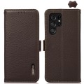 For Samsung Galaxy S24 Ultra KHAZNEH Side-Magnetic Litchi Genuine Leather RFID Phone Case(Brown)