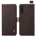 For Samsung Galaxy S24+ KHAZNEH Side-Magnetic Litchi Genuine Leather RFID Phone Case(Brown)
