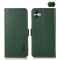 For Samsung Galaxy A05 KHAZNEH Side-Magnetic Litchi Genuine Leather RFID Phone Case(Green)