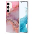 For Samsung Galaxy S22 5G Coloured Glaze Marble Phone Case(Pink Grey)