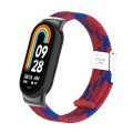 For Xiaomi Mi Band 8 / 8 NFC Metal Head + Nylon Braided Steel Buckle Watch Band(Red Blue)