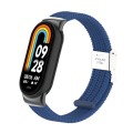 For Xiaomi Mi Band 8 / 8 NFC Metal Head + Nylon Braided Steel Buckle Watch Band(Cold Blue)