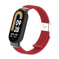 For Xiaomi Mi Band 8 / 8 NFC Metal Head + Nylon Braided Steel Buckle Watch Band(Red)