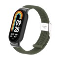 For Xiaomi Mi Band 8 / 8 NFC Metal Head + Nylon Braided Steel Buckle Watch Band(Dark Green)