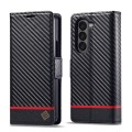 For Samsung Galaxy Z Fold5 LC.IMEEKE Carbon Fiber Leather Phone Case(Horizontal Black)