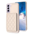 For Samsung Galaxy S21 FE 5G BF25 Square Plaid Card Bag Holder Phone Case(Beige)