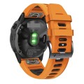For Garmin Fenix 7 Pro 51mm Sports Two-Color Silicone Watch Band(Orange+Black)