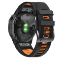 For Garmin Fenix 7 Pro 51mm Sports Two-Color Silicone Watch Band(Black+Orange)