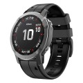 For Garmin Fenix 7 Pro 47mm Sports Two-Color Silicone Watch Band(Carbon Ash+Black)