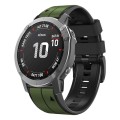 For Garmin Fenix 7 Pro 51mm Sports Two-Color Silicone Watch Band(Army Green+Black)