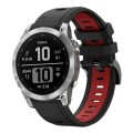 For Garmin Fenix 7 Pro 51mm Sports Two-Color Silicone Watch Band(Black+Red)