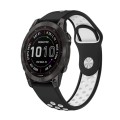 For Garmin Fenix 7 Pro 47mm Sports Breathable Silicone Watch Band(Black+White)